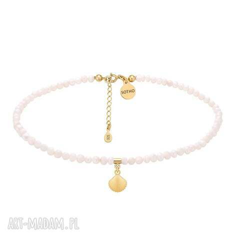 Choker z naturalnych pereł słodkowodnych i złotej muszelki - Sotho, pozłacane srebro 925