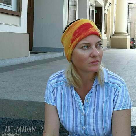 opaska kolorowa sportowa podwójna ręcznie farbowana bawełna, joga, etno, boho