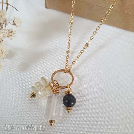 łańcuszek z turmalinem i cytrynem kryształ górski, stal chirurgiczna pomysł