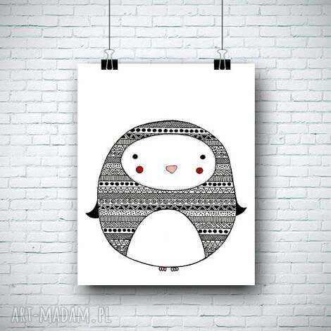 Pingwinek - autorska grafika 40x50 cm na satynowanym papierze (handmade)