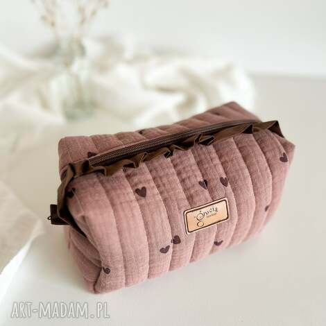 gucialoveskids kosmetyczka z falbanką czekolada, organizacja torebki