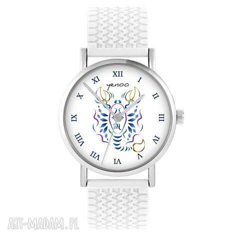 Zegarek silikonowy Starlight Skorpion biały - autorska grafika i mechanizm Miyota