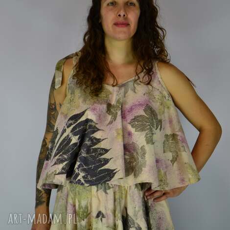 barwiona roślinami dzika bluzka malinowa polana, eco print, slow fashion