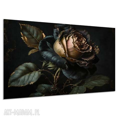 Duży obraz na ścianę 120x80 - tajemnicza róża, kwiaty loft