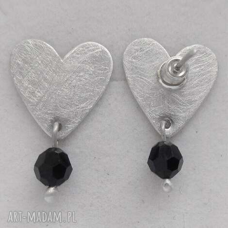 Srebrne kolczyki serduszka 925 z Swarovski Elements (6 mm) na sztyftach - handmade