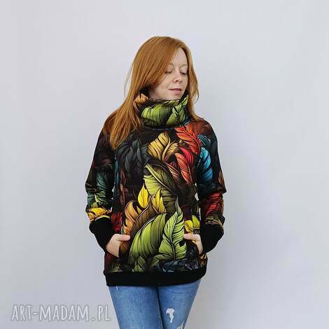 Bluza damska z kominem w liście - Immerse of Autumn