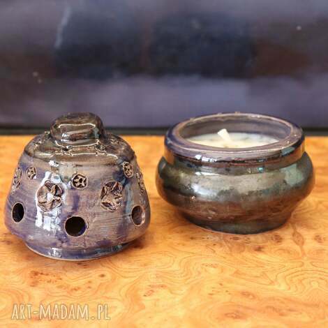 świeczniki ceramiczna świeca z pokrywką - ręcznie robiona, unikatowa