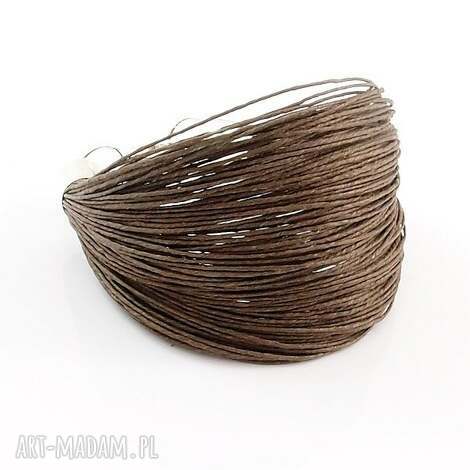 Bransoletka lniana otulona Marrón - ręcznie robiona z regulacją (ok. 16 cm)