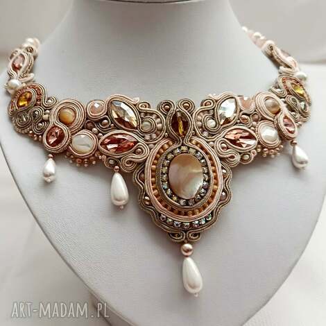 naszyjnik sutasz skarb maharadży, kolia, soutache, krysztal rękodzieło