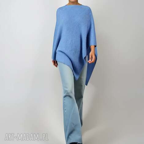 Niebieskie ponczo damskie Modi Bella - elegancki otulacz oversize handmade