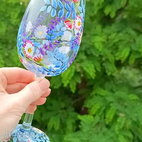 Ręcznie malowane kieliszki do wina dla młodej pary 280 ml - komplet 2 sztuki