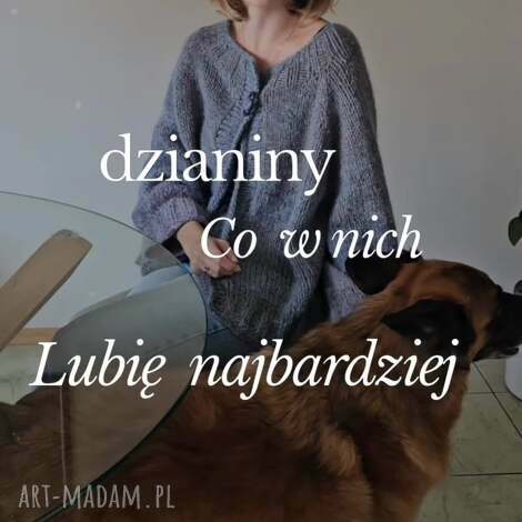 Kardigan tweed na drutach - merino, moher i jedwab - art-Madam.pl