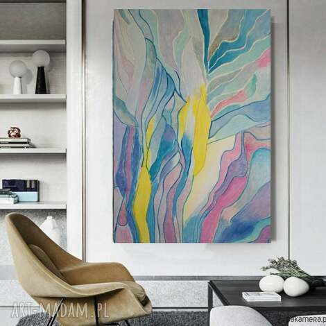 Duży obraz olejny abstrakcja nowoczesna 100x70 cm - limitowana edycja