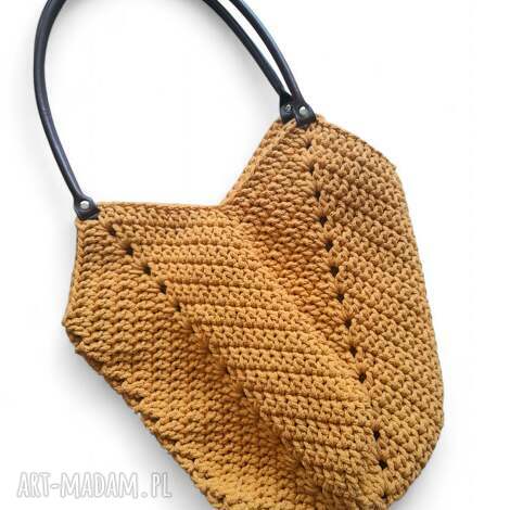 Duża torba Tulipan ze sznurka bawełnianego na ramię - handmade