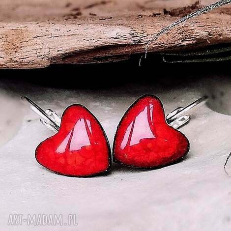 walenkowe kolczyki czerwone serca wiszące biżuteria miłosna nowoczesny prezent