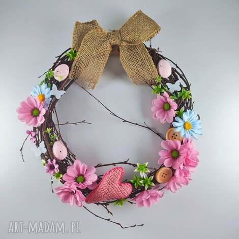 wianek wielkanocny z brzozy, ozdoba wielkanocna na drzwi