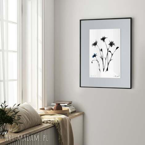 grafika z ramą - nr 125-chabry, obraz akwarela kwiatami, kwiaty