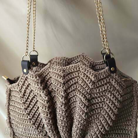 torebka recznie pleciona ze sznurka i skory naturalnej, torebka ze sznurka, skora