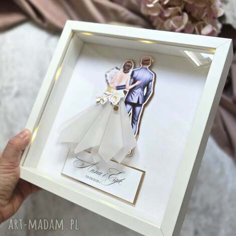 💍 wyjątkowy prezent ślubny - ramka 3d z miejscem na banknoty i podświetleniem