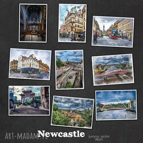 Newcastle upon Tyne w akwareli - zestaw 9 grafik 13x18 cm - art-Madam.pl