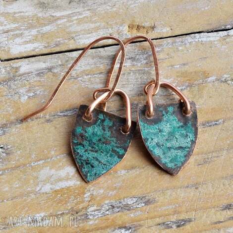 kolczyki z patynowanej miedzi /3/, biżuteria miedziana boho
