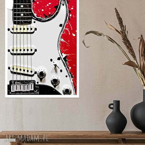 Plakat A4 „Biała gitara” - muzyczna grafika