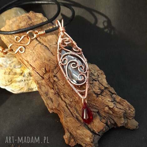 hematyt w miedzi - wisiorek wire wrapping