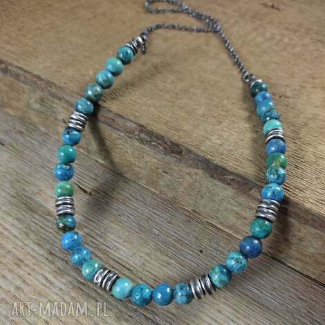 naszyjnik - niebieski opal, srebro oksydowane, srebro 925