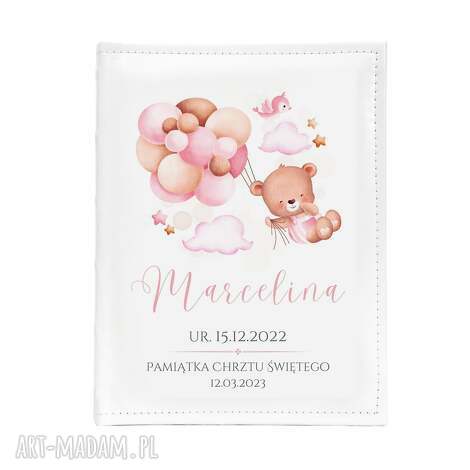 miś z balonikami pamiątka chrztu świętego babyshower (dla dziewczynki)