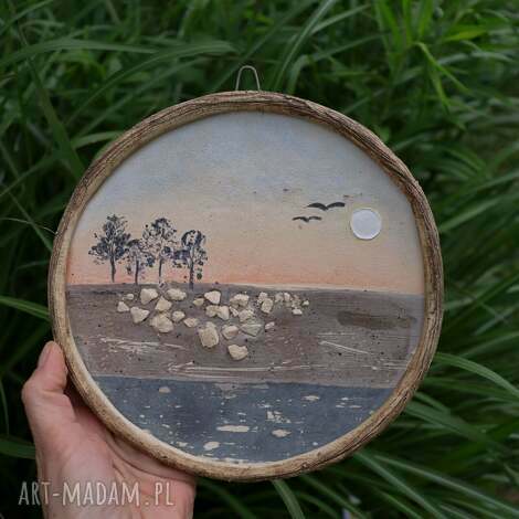 Obrazek ceramiczny Zachód Słońca - Enio Art, ok. 18 cm