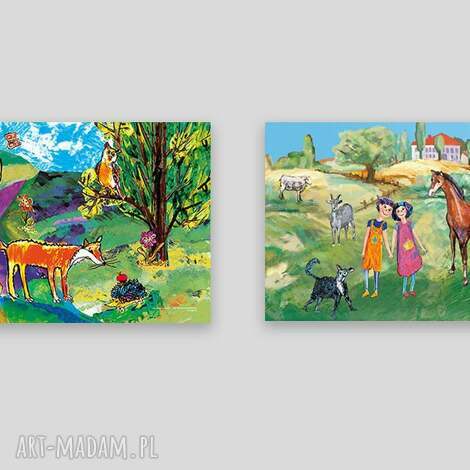 2 plakaty do dziecięcego pokoju, obrazki do pokoiku dziecka, kolorowe grafiki