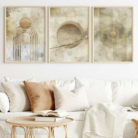 Zestaw 3 plakatów 40x50 Mid Century Modern - abstrakcja boho