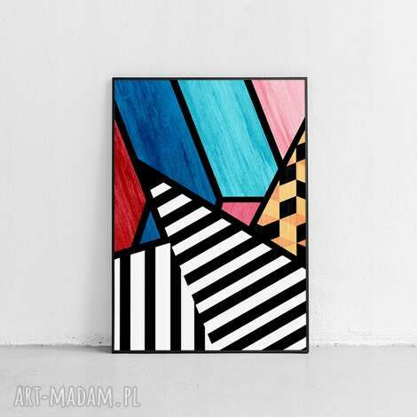 Modny czarny plakat abstrakcja geometryczna 70x100 cm B1