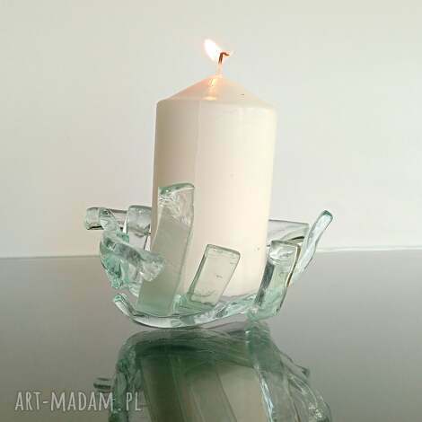 szklany świecznik dekoracyjny świecę, ręcznie robiony, dekoracja do wnętrza