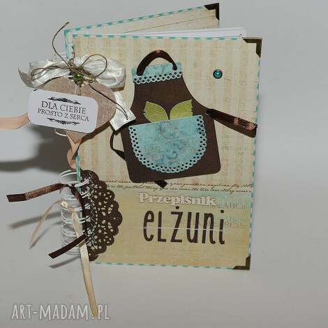 Przepiśnik z fartuchem A5 - personalizowany notes na przepisy handmade