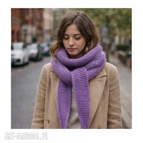 duży ręcznie robiony ciepły szalik komin otulacz sophie z wełną