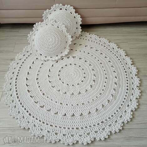 komplet - dywan i poduszki ze sznurka