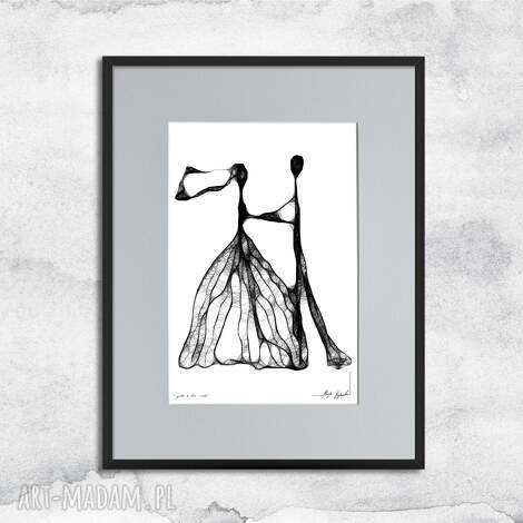 Grafika w ramie ślubna para - czarno-biała dekoracja na ścianę (41x31 cm)