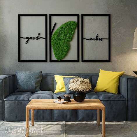 Tryptyk motyl z mchem chrobotkiem 60x90 - dekoracja ażurowa 3 części handmade