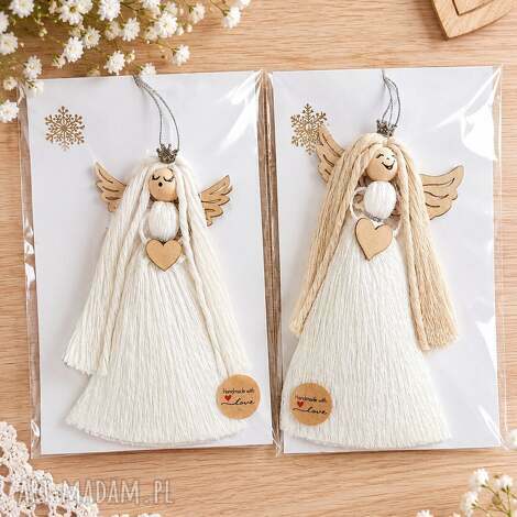 Aniołek na szczęście ze sznurka - dekoracja handmade