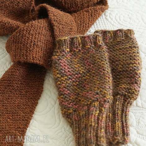 melanżowe mitenki jesienne kaszmir, bez palców, na jesień, jedwab