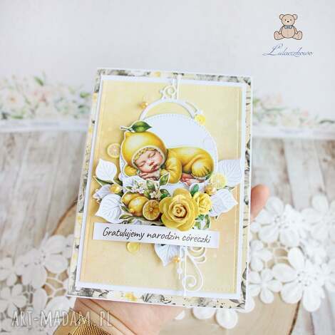 Kartka handmade na narodziny i chrzest - BabyFruit1 z cytrynką