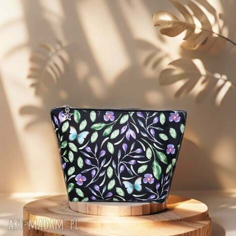 kosmetyczka damska wodoodporna liście kwiaty kw019, organizer do torebki