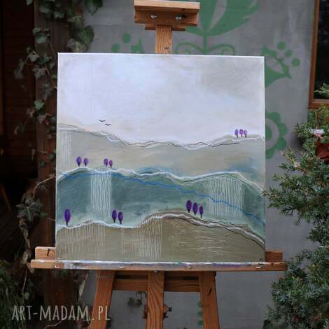 Pejzaż Górski III - akryl i pastele na płótnie 50x50 cm (werniksowany i sygnowany)