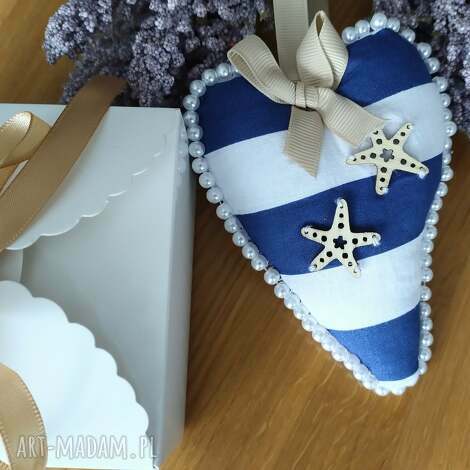 dekoracje urodzinowe serce z woreczkiem na kartę podarunkową, styl marynarski
