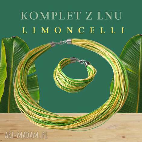 naszyjnik i bransoletka z lnu limoncelli, len, stal szlachetna lnu