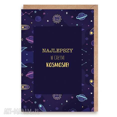 Kartka dla taty „Najlepszy w całym kosmosie” - Dzień Ojca w kopercie A6
