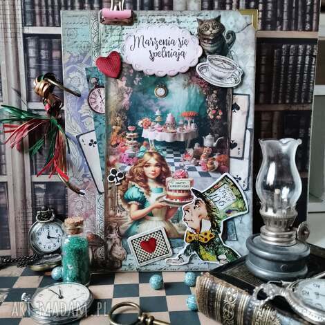 alicja w krainie czarów pamiętnik notes (alicja kapelusznik zegar, urodziny)