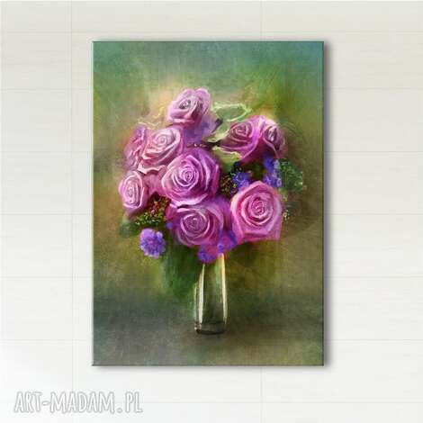 Obraz Różowe Róże na Płótnie 70x50 cm - Gotowy do Zawieszenia
