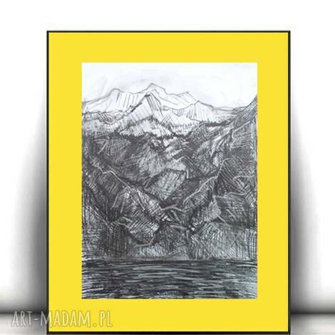 Ręcznie malowany górski pejzaż 30x40 - oryginalny rysunek